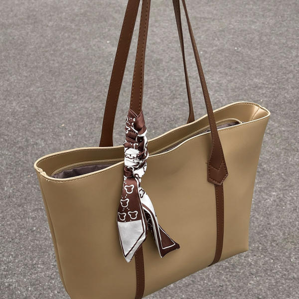 Women’s PU Leather Tote Bag – Korean Style Medium Handbag with Soft Handle