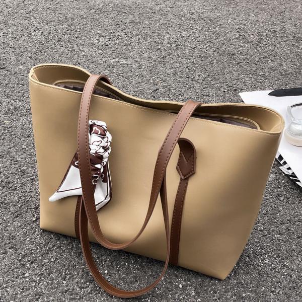 Women’s PU Leather Tote Bag – Korean Style Medium Handbag with Soft Handle