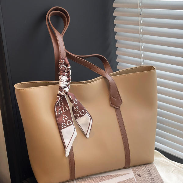 Women’s PU Leather Tote Bag – Korean Style Medium Handbag with Soft Handle