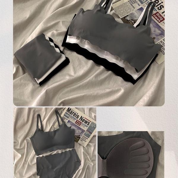 Women’s Seamless Bra and Panty Set – Cotton Padded Camisole with Adjustable Straps