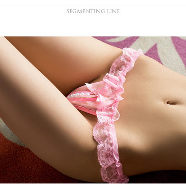 Women’s Sexy Lace Thong – Sheer Low Waist Crotchless Panties with Cut-Out Design